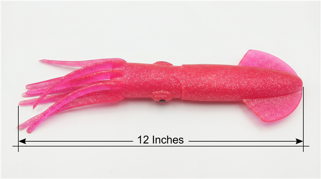 12" Hot Pink Squid Silver
