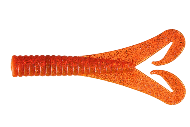 8" Fluorescent Orange Silver  WishBone Grub